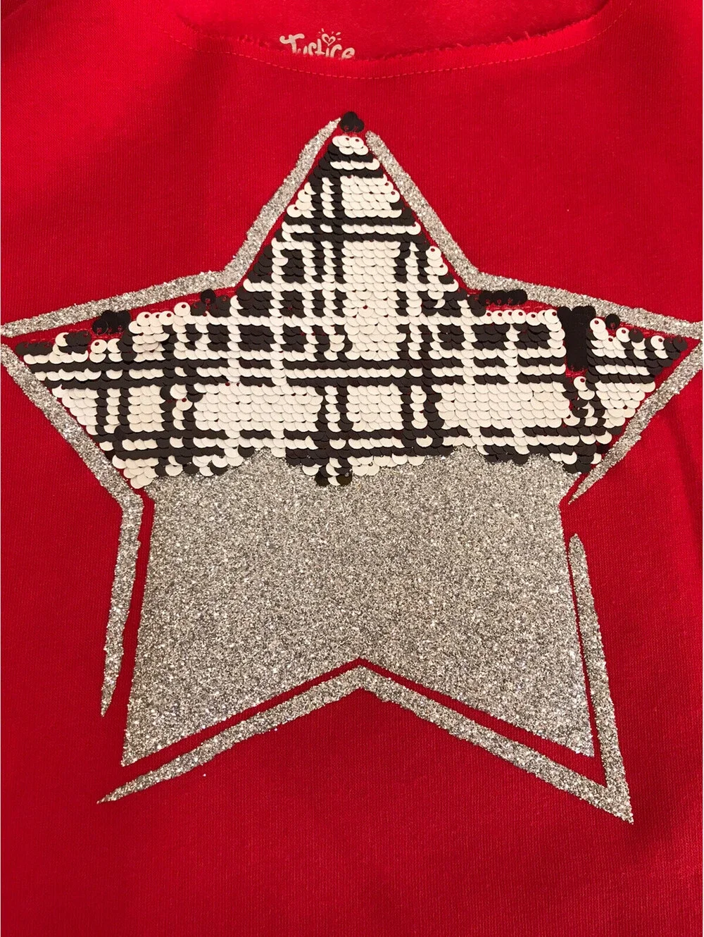 Justice Sweatshirt. Red with Star on Front. Changing Sequins. Size Girls 10. NWT